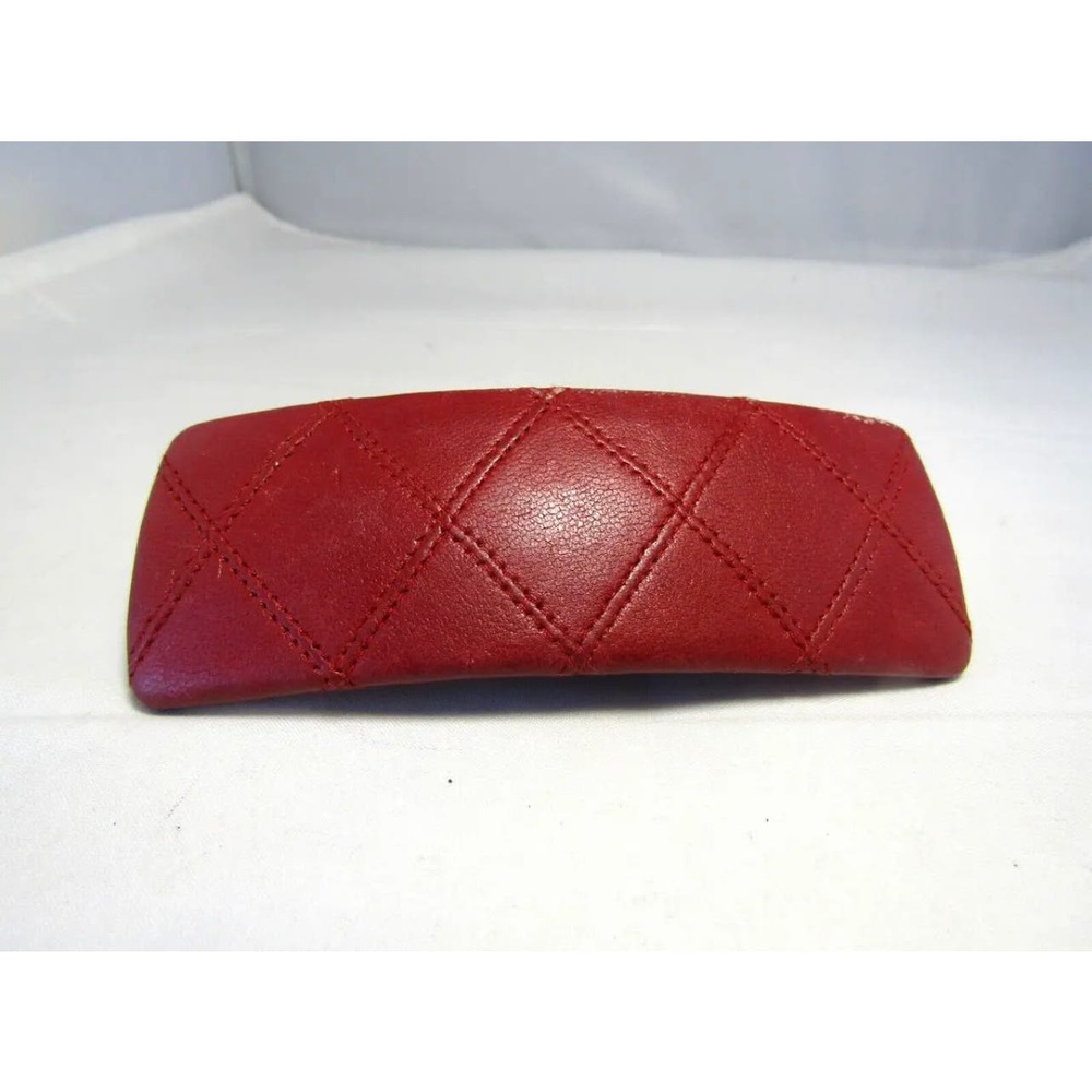 CHANEL Quilted Red Hair Clip Barette